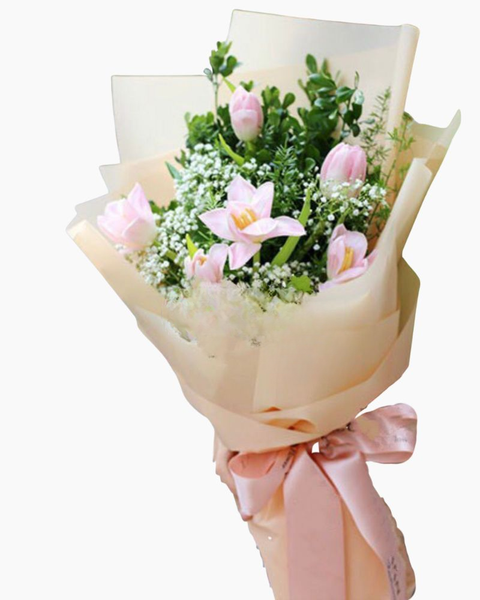 Hoa Bó Dài: Bó Hoa Tulip Hồng - HBD63 - Điện hoa