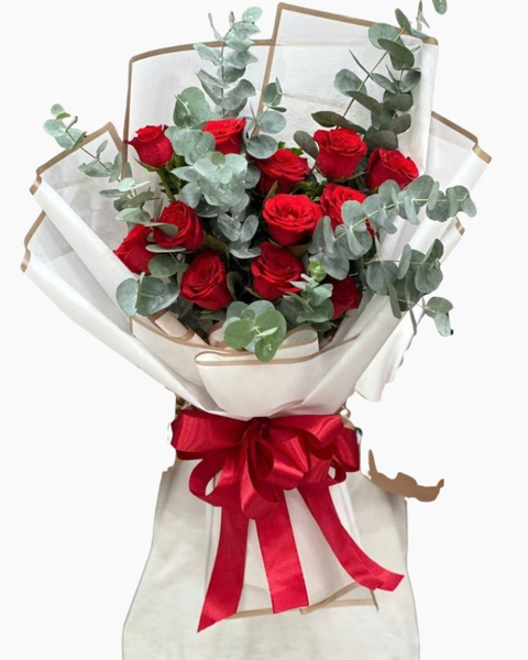 Hoa Bó Dài: Bó Hoa Hồng Đỏ Tình Đắm Say - HBD210