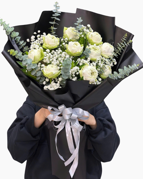 Hoa Bó Dài: Bó Hoa Sen Xanh  - HBD314