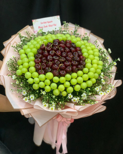 Hoa Trái Cây: Bó Cherry Mix Nho Xanh - TC28 - Hoa 20/10