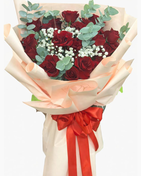 Hoa Bó Dài: Bó Hồng Đỏ Ecudor- HBD324