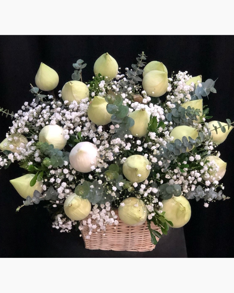  Giỏ Hoa Sen Trắng - HG24 