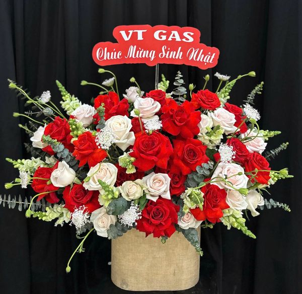 Hộp Hoa Tươi: Hộp Hoa Đỏ Thuần - HH165