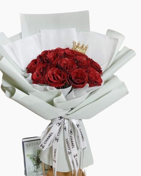 Hoa Sáp: Glitter Roses - HST27 - Bó Hoa Hồng Sáp Đỏ Kim Tuyến 15 Bông