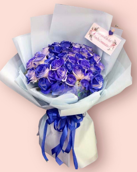 Hoa Bó Dài: Bó Hoa Hồng Xanh - HBD132