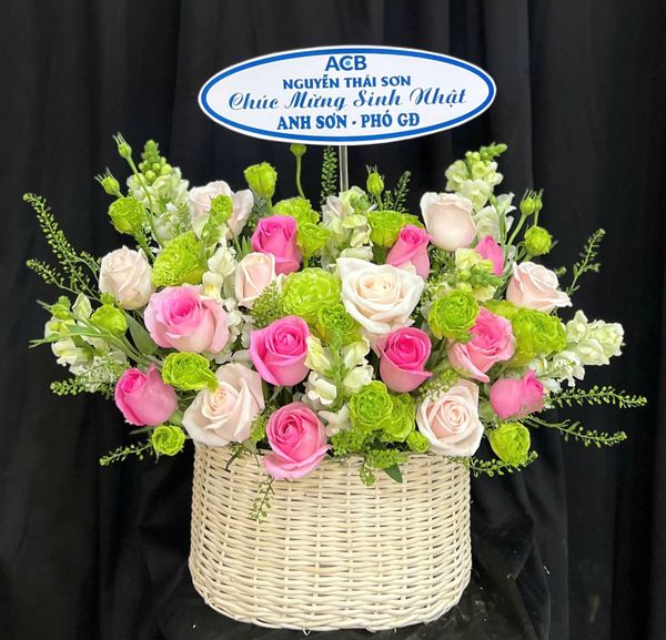 Giỏ Hoa Khai Trương: Giỏ Hoa Xanh Mát - HG95