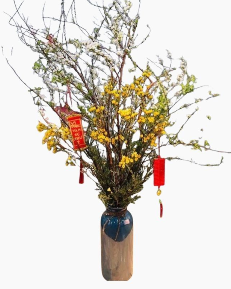 Bình Hoa Tuyết Mai Mix Thanh Liễu - HCB56 - Hoa Chưng Tết Nguyên Đán