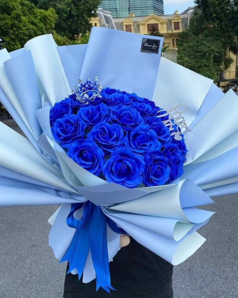 Hoa Sáp: Blue Rose - HST25 - Bó Hoa Hồng Sáp Thơm 25 Bông
