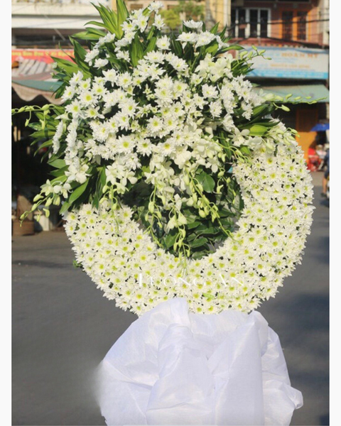 Hoa Tang Lễ Hiện Đại: Hạ Trắng - HTL17 - Vòng Hoa Tang Lễ