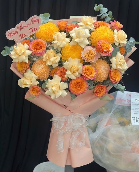 Hoa Bó Dài: Bó Hoa Ánh Cam  - HBD351