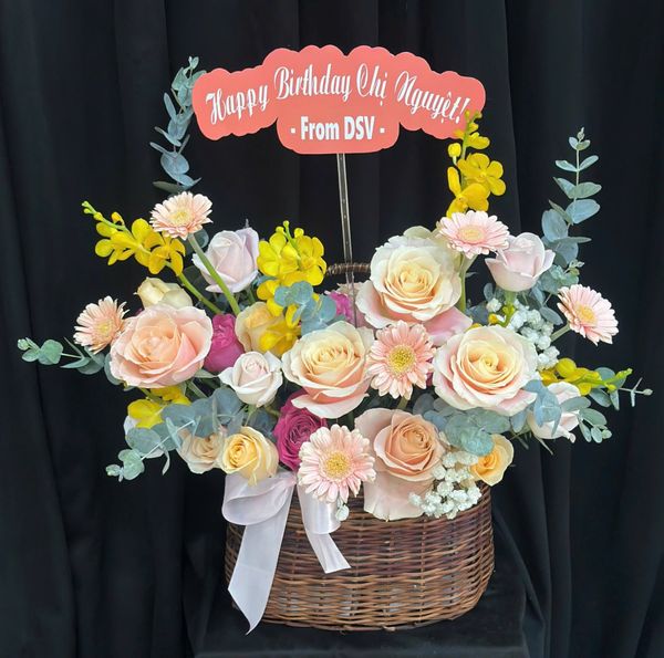 Giỏ Hoa Khai Trương: Giỏ Hoa Trân Qúy- HG90