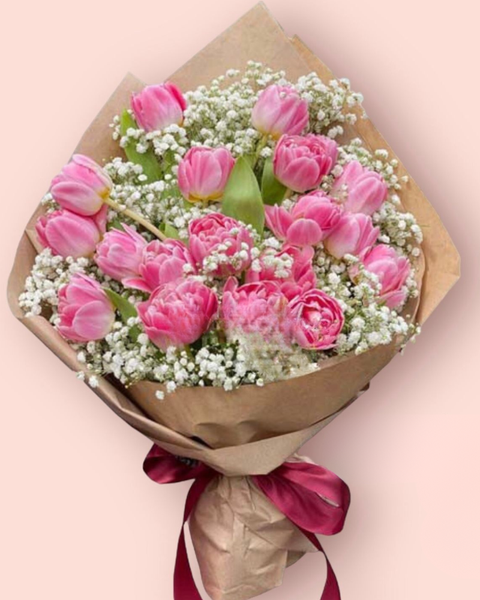 Hoa Bó Dài: Bó Hoa Tulip Hồng - HBD120 - Hoa 8/3