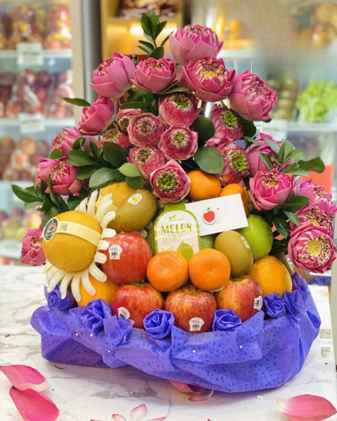 Giỏ Trái Cây: Mâm Trái Cây Mix Hoa Dâng Lễ - GTC136