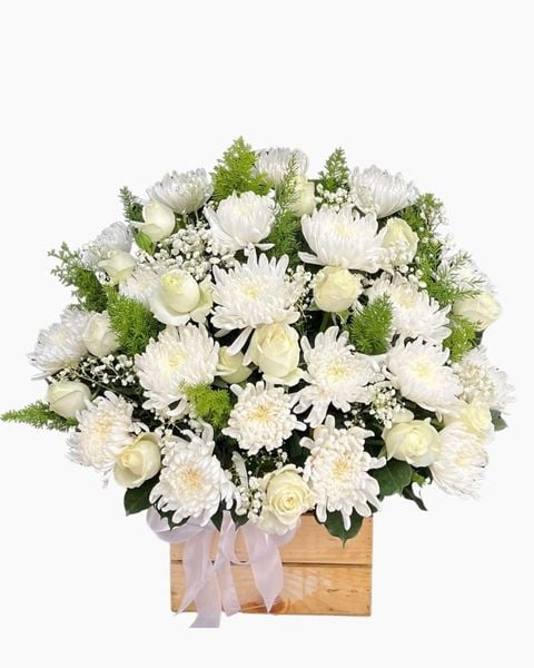 Giỏ Hoa Khai Trương: Giỏ Hoa Bạch Tâm Tưởng Niệm - HG108