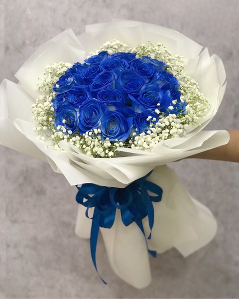 Hoa Bó Tròn: Bó Hoa Blue Roses of Hope - HBT238 - Hoa 20/10 - Hoa Hồng Xanh và Baby