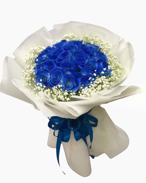 Hoa Bó Tròn: Bó Hoa Blue Roses of Hope - HBT238 - Hoa 20/10 - Hoa Hồng Xanh và Baby