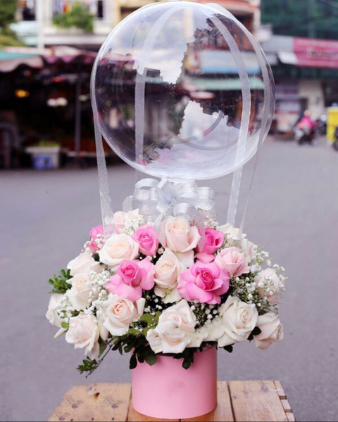 Hoa Và Bong Bóng: Hoa Bong Bóng Mix Hồng Pastel - HBB02 - Hoa tặng mẹ