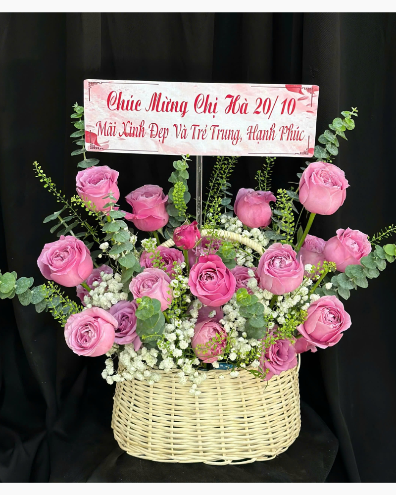  Giỏ Hoa Hồng Thắm - HG88 