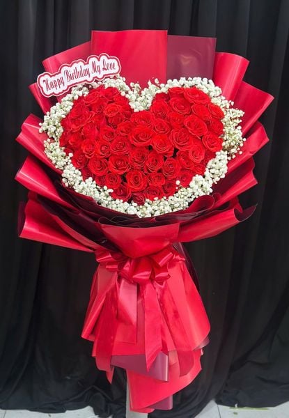 Hoa Bó Tròn: Bó Hoa Tình Đỏ Nồng - HBT129