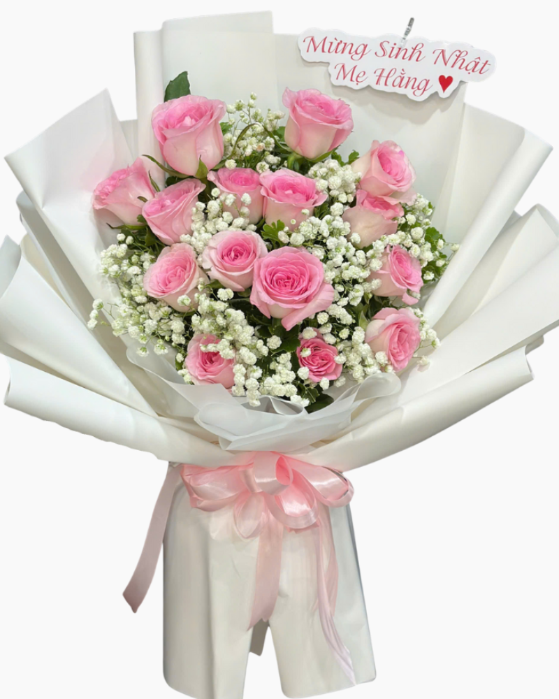  Bó Hoa Sắc Hồng Dịu Dàng - Hoa 20/10 - HBD306 