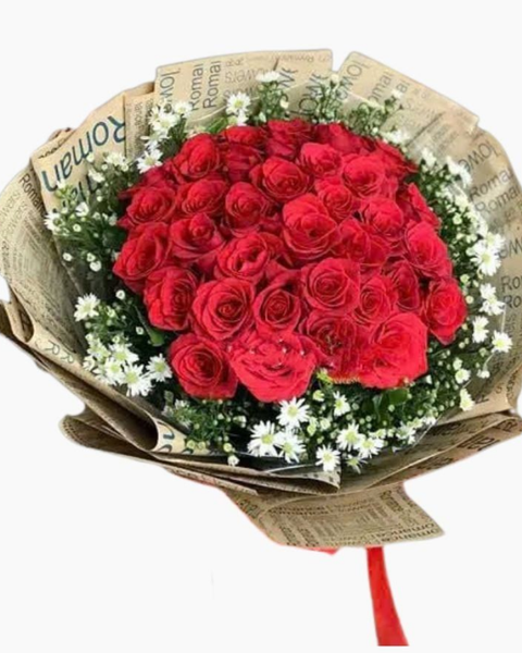 Hoa Bó Tròn: Bó Hoa Hồng Đỏ Tình Yêu Ấm Áp - HBT30
