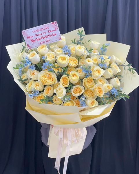 Hoa Bó Dài: Bó Hoa Vàng Kem - HBD335