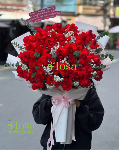 Hoa Bó Tròn: Bó Hoa Đỏ Rượu Vang - HBT100