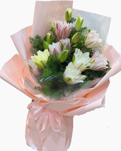 Hoa Bó Dài: Bó Hoa Ly Ánh Hồng Kép - HBD279