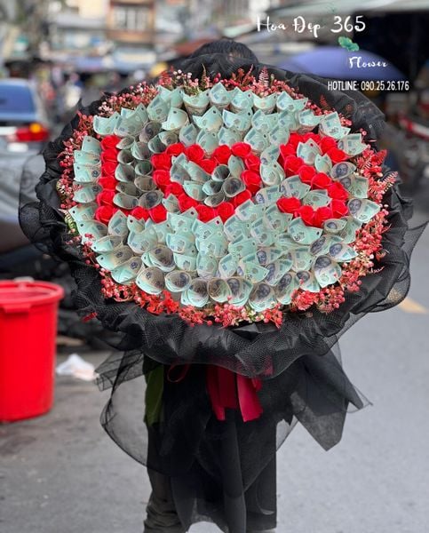 Hoa Bó Tiền 500K khắc tên tặng người yêu ngày 20/10
