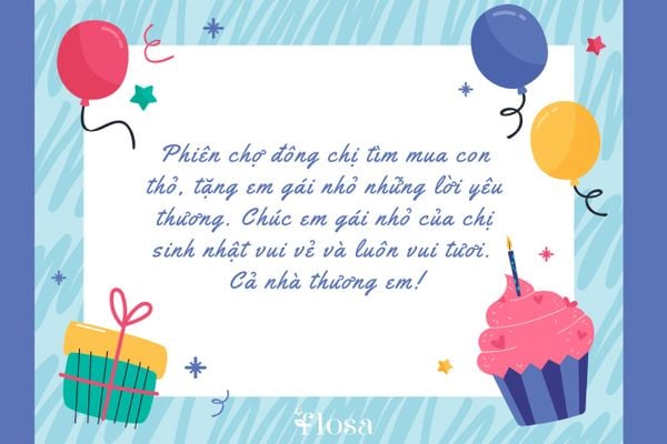 Một chiếc thiệp online với lời chúc mừng em gái đáng yêu