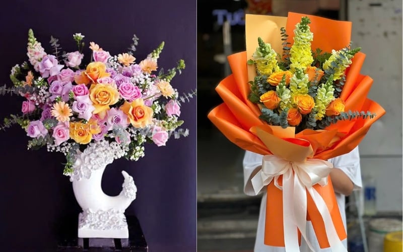 Bình Hoa Thương Nhớ - HCB49 và Bó Hoa Orange Bloom - HBD275