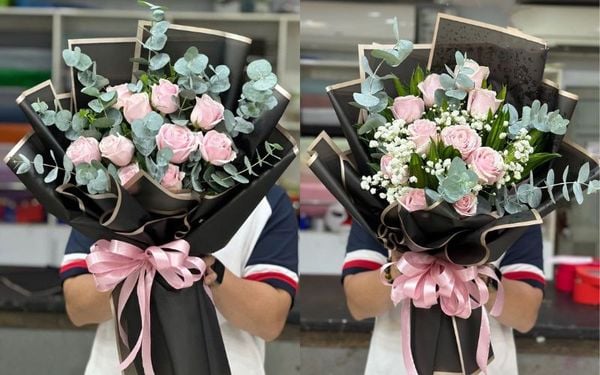 Bó Hoa Hồng Pastel Cồ Thuần Khiết - HBD218 và Bó Hoa Hồng Pastel Cồ - HBD254