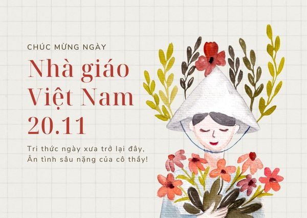 Hình ảnh chúc mừng 20/10 vẽ từ màu nước kèm lời chúc sâu sắc (Nguồn: Internet)